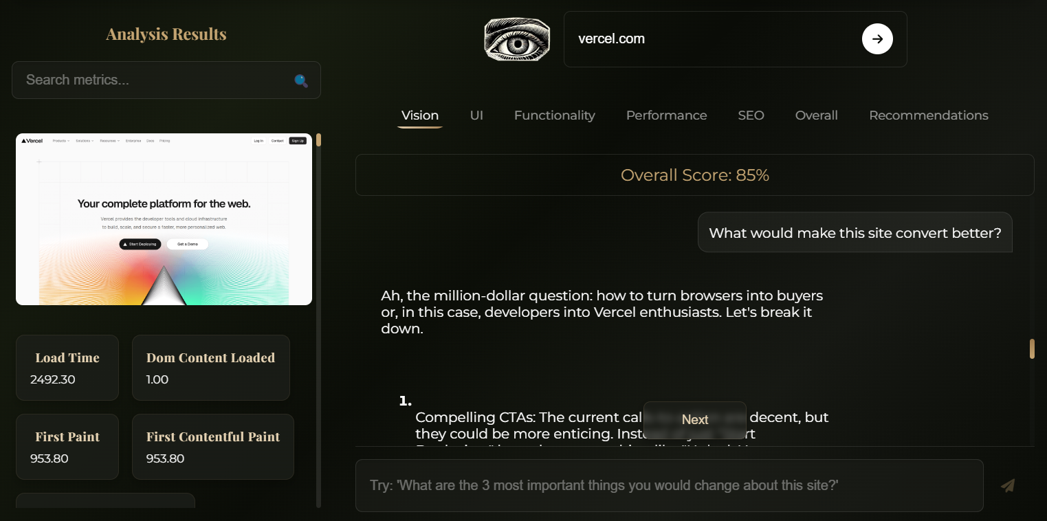 OliveSays interface details